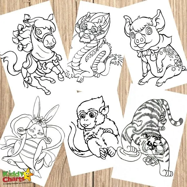 12 Zodiac animal colouring pages