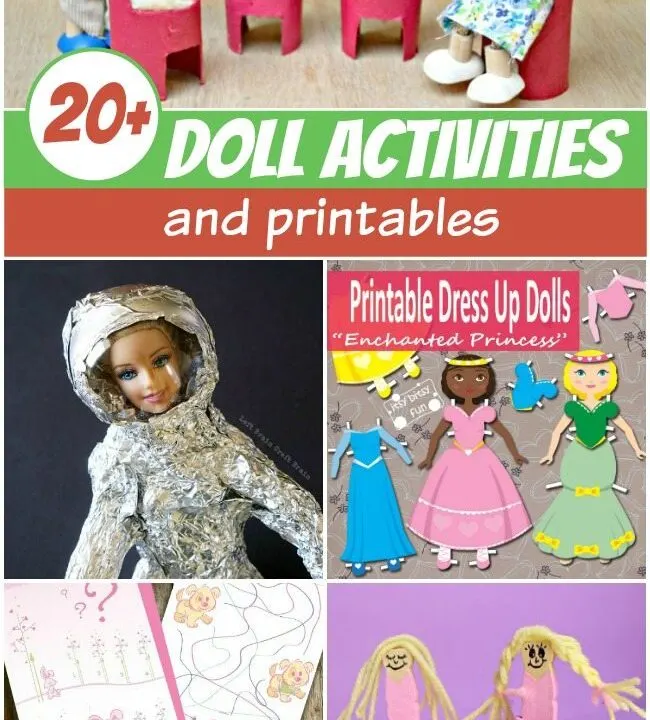 20+ Doll activities and printables round up for kids to have lots of fun