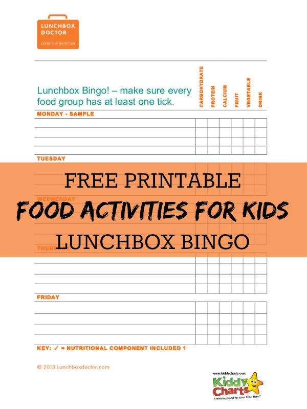 Free printablke food activities for kids - a wonderfully simple Lunchbox bingo game to keep kids interested!