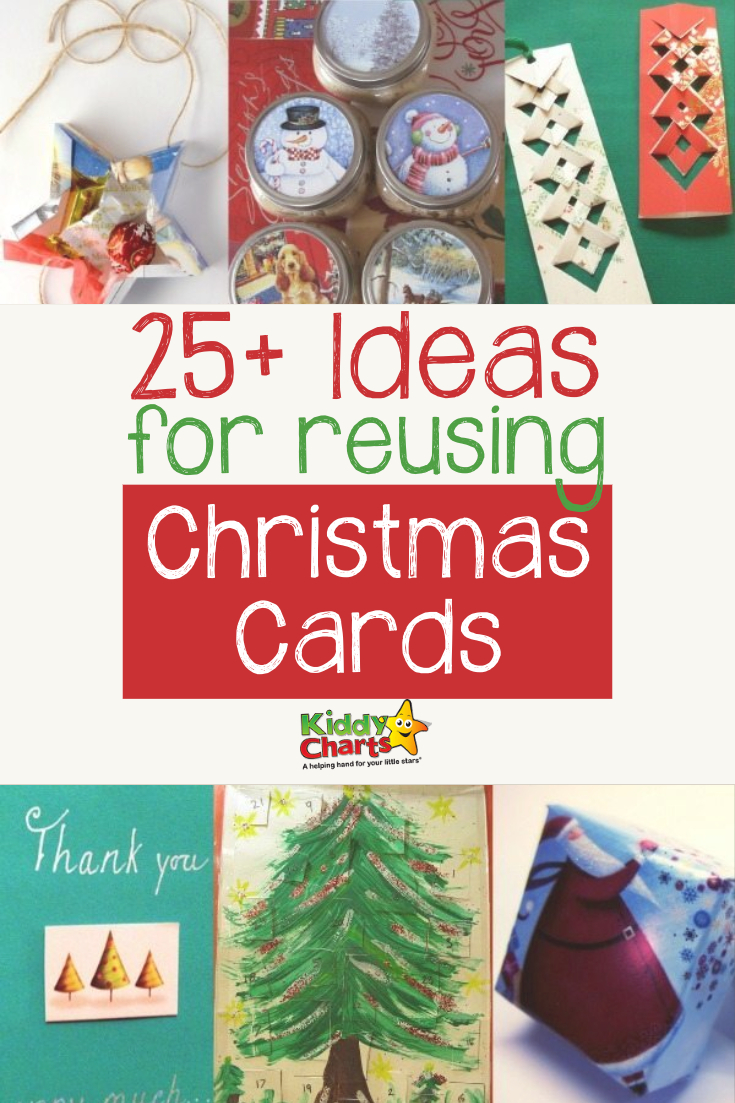 25 ideas for re-using those Christmas Cards - from bookmarks to giving to charity; pop to the site and check them out now! #ChristmasCards #Xmas #Cards #Crafts