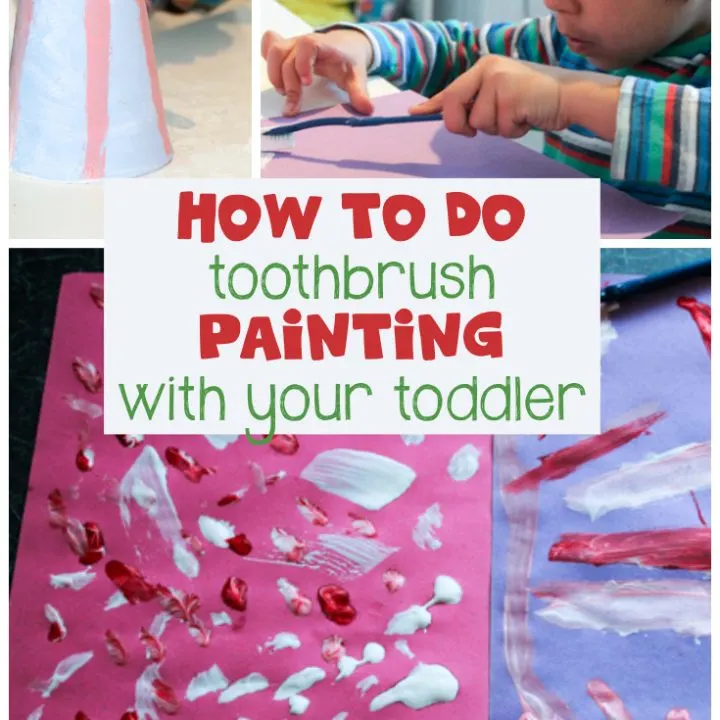 How to do toothbrush painting with your toddlers - its so easy; go take a look NOW! #toddlers #kidsactivities #painting