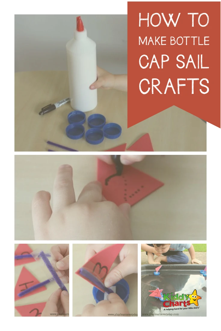 How to make bottle cap sail boats - so simple to do, why not pop over and check them out now? #kidsactivities #kids #crafts #boats