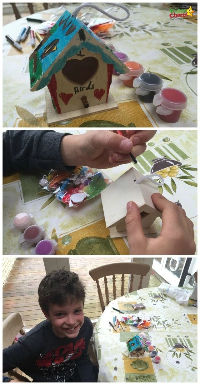 We have a lovely craft kit for you today to take a look at - a wooden bird feeder; a great gift for Christmas and beyond. Look how much fun my son had making it!