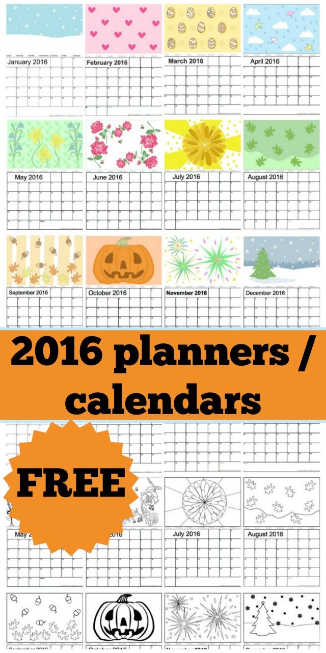Are you looking for a 2016 calendar, or trying to get a 2016 planner. We have a lovely free one for you to print, where the kids can either colour in the designs, or you can print them out and hang them on the wall of your study. We have everything from flowers, to pumpkins decorating the 2016 calendar; something for you all. Get organised in 2016 for free!