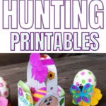 Children are searching for Easter eggs with printable Easter egg hunting clues provided by KiddyCharts.com.
