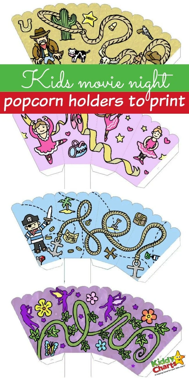 Kids Movie Night Popcorn Holders to Print