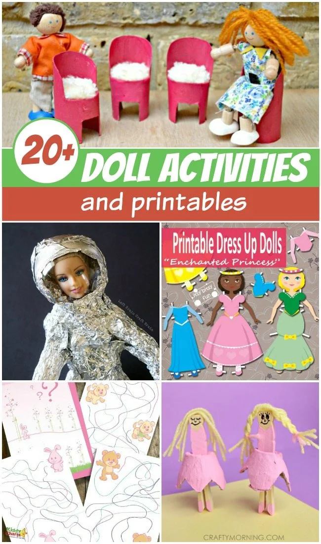 20+ Doll activities and printables round up for kids to have lots of fun