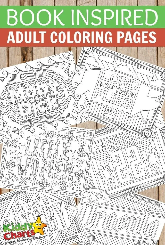 Book Inspired adult coloring pages