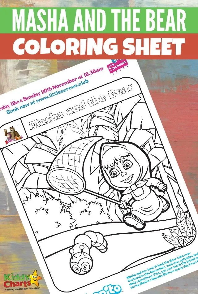 Masha and the bear colouring sheet