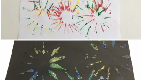 Glitter and color fireworks craft for kids