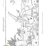 The image is celebrating the 20th anniversary of the book "Room on the Broom" by Julia Donaldson and Axel Scheffler by encouraging people to color in stars in the night sky.