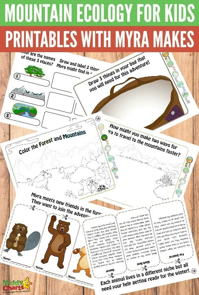 Mountain ecology for kids printables with Myra Makes #freeprintablesforkids #ecologyprintables #printableactivities