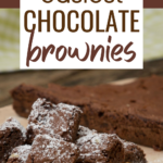 A child is baking a batch of chocolate brownies, with text on the screen reading "easiest CHOCOLATE brownies" to create a delicious snack, dessert, or confectionery treat full of sweetness and cocoa solids.