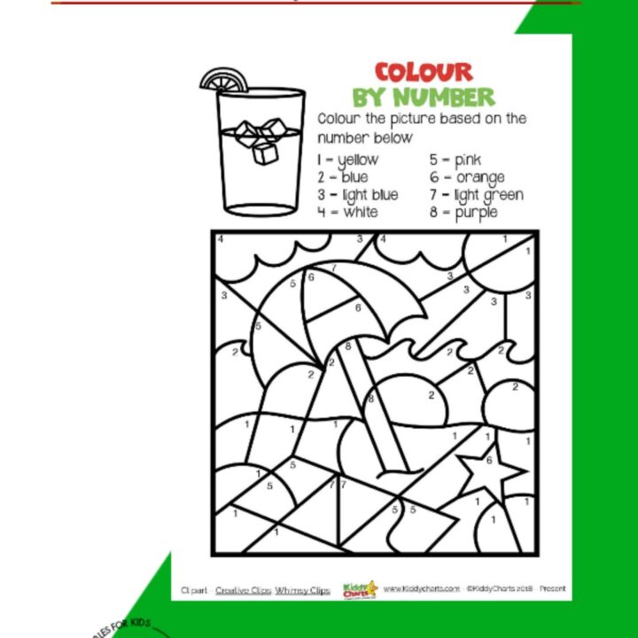 Summer colour by numbers in day one of our countdown. See more on the site! #kids #printables #summer #colouring