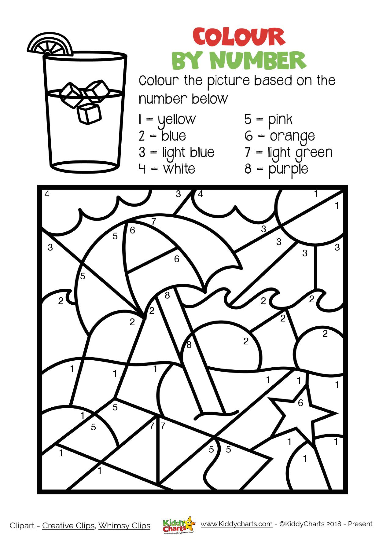 Summer colouring sheet - colour by numbers. More on the site #printables #summer #coloring