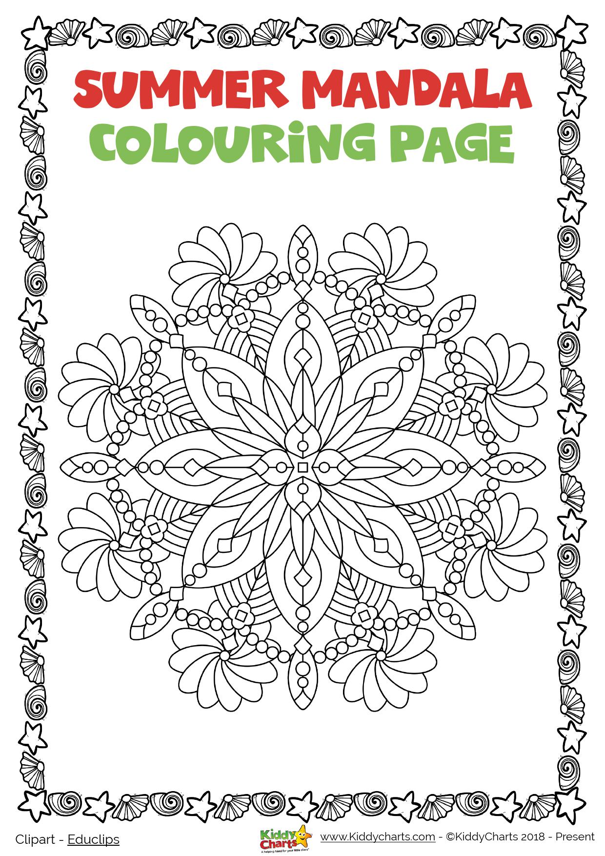 We all love a mandala and here is a gorgeous summer mandala colouring page for you to colour in. Pop over to the site for more fun summer activities and loads of other printables too! #printables #kids #summer