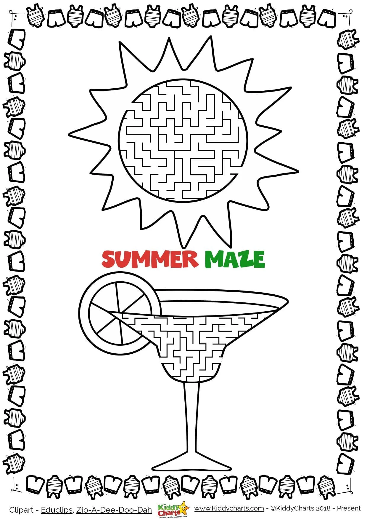 Who doesn't love a maze activity - we have two summer ones for you. Visit the blog for more wonderful summer printables! #kids #summer #printables