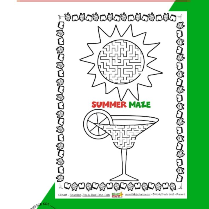Who doesn't love a maze activity - we have two summer ones for you. Visit the blog for more wonderful summer printables! #kids #summer #printables