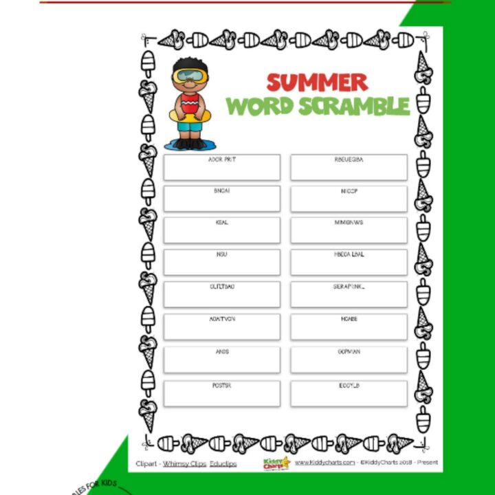 It is a summer word scramble for everyone today - why not check this out alongside all the other summer activities we have on the site for the kids? #summer #kids #activities #printables