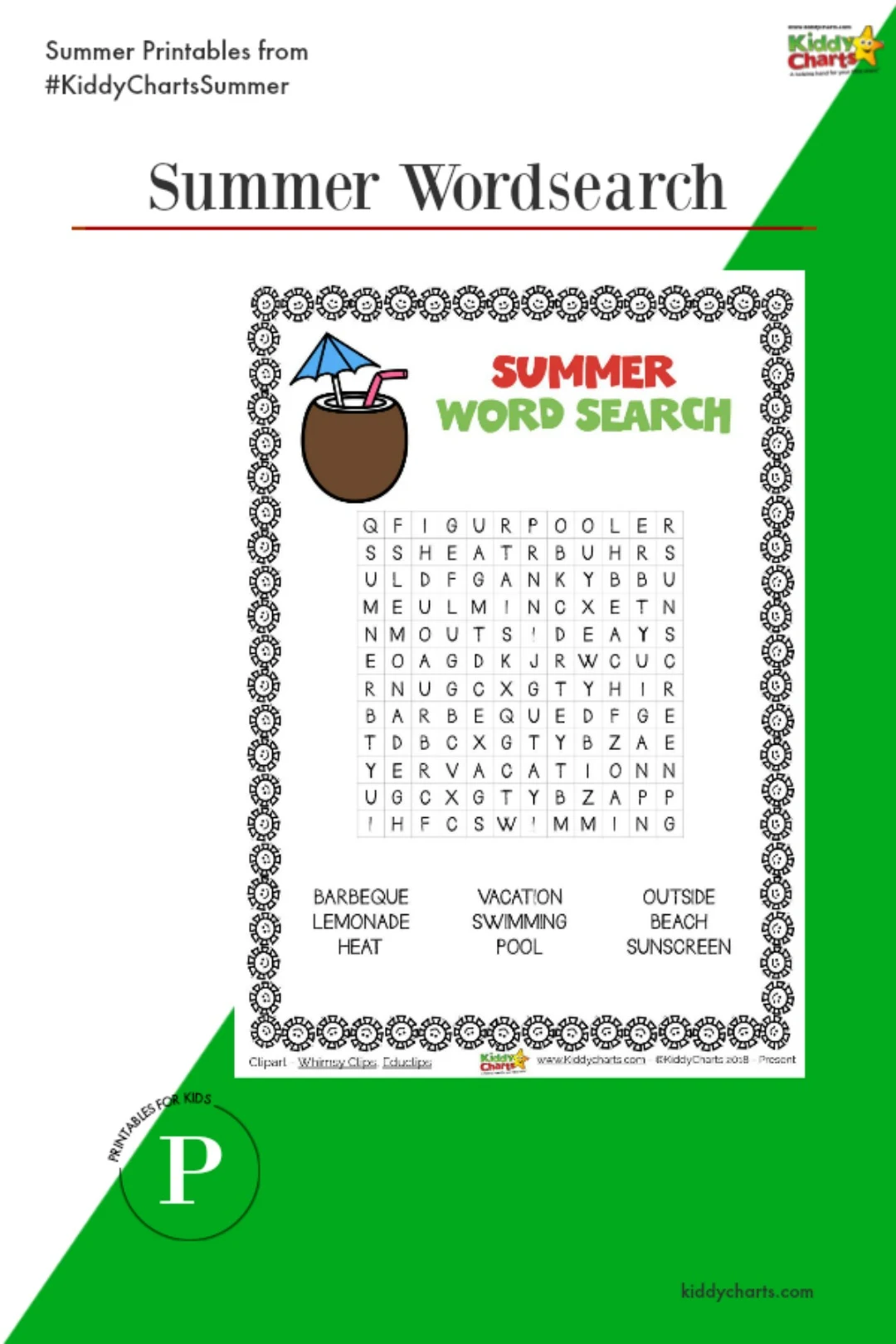 A summer wordsearch for the kids to try out - alongside all our other activities for the summer. Why not check them out on the site? #printables #kids #summer