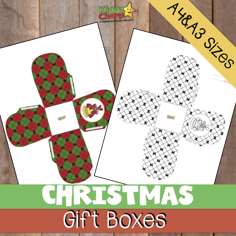 A3 And A4 Christmas Gift Box Template To Colour In