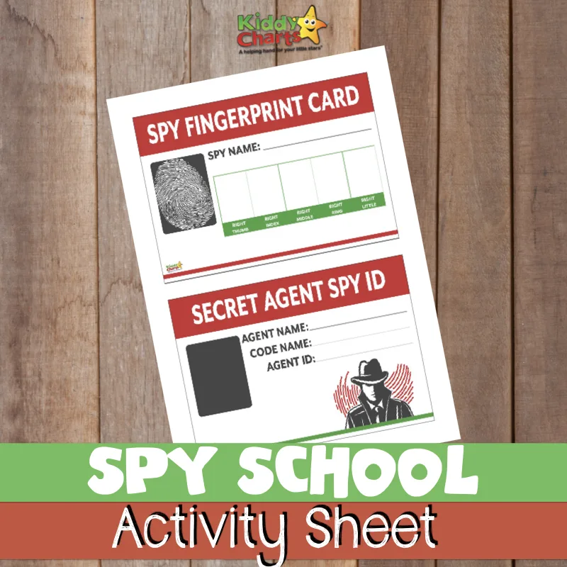 Do you have aspiring spy kids - then check out this spy school activity sheet including a fingerprint card and a secret agent ID! #spies #jamesbond #printables #kidsactivities
