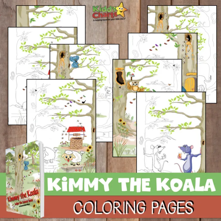 We have a lovely new treat for you today; some koala coloring pages, and other fabulous characters too, from a wonderful new book; Kimmy the Koala Helps the Honey Bees. #koalas #coloring #kidscoloring #australia #homeschooling