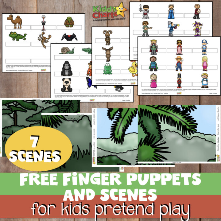 We've got some amazing FREE finger puppers for pretend play or imaginative play with your kids. Including backgrounds for them to use them with. A wonderful way to keep the kids entertained. Download them NOW! #kidsactivities #puppets #pretendplay