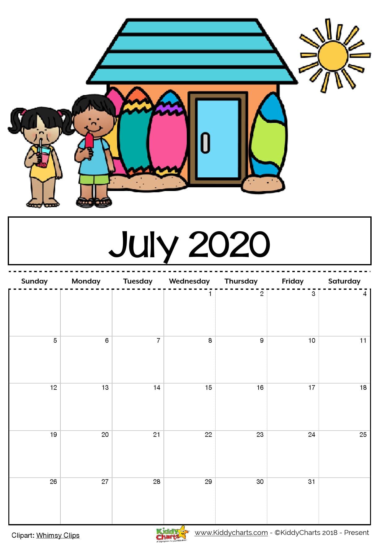 Free Printable 2020 Calendar For Kids Including An