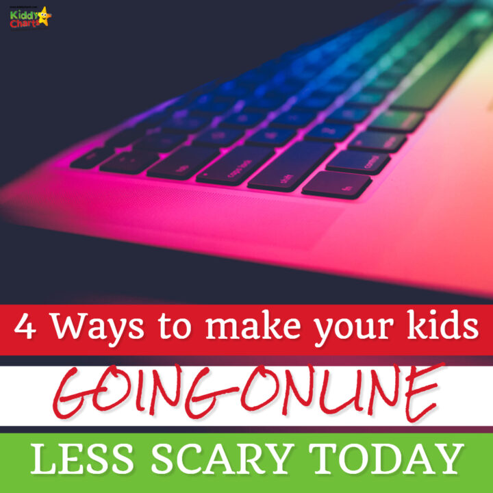 This image is providing four tips to help parents make their children's online experience less scary.