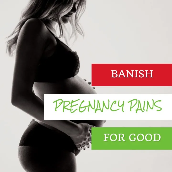 The image depicts a pregnant person using Kiddy Charts products to alleviate their pregnancy pains.