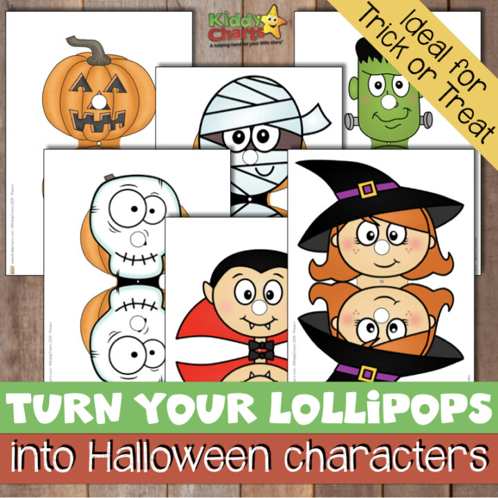 In this image, people are being encouraged to use Kiddy Charts to turn lollipops into Halloween characters.