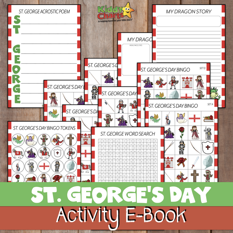 How about a St George's Day activities eBook - we love a good eBook and there aren't enough St George's Day activities out there. We are redressing the balance! Come visit and download today. #ebooks #stgeorgesday #stgeorge #kids #freeprintables #freestuff #kidsactivities
