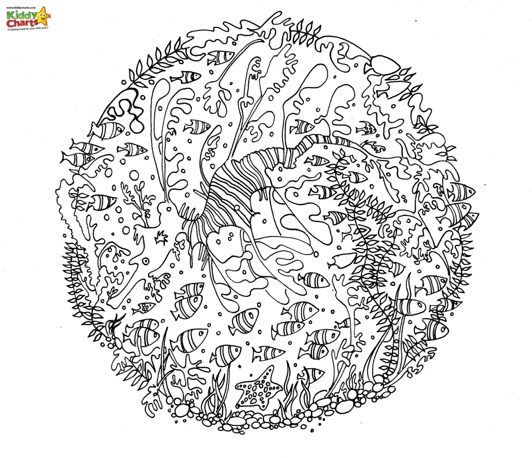 Sea dragon coloring page with weeds.