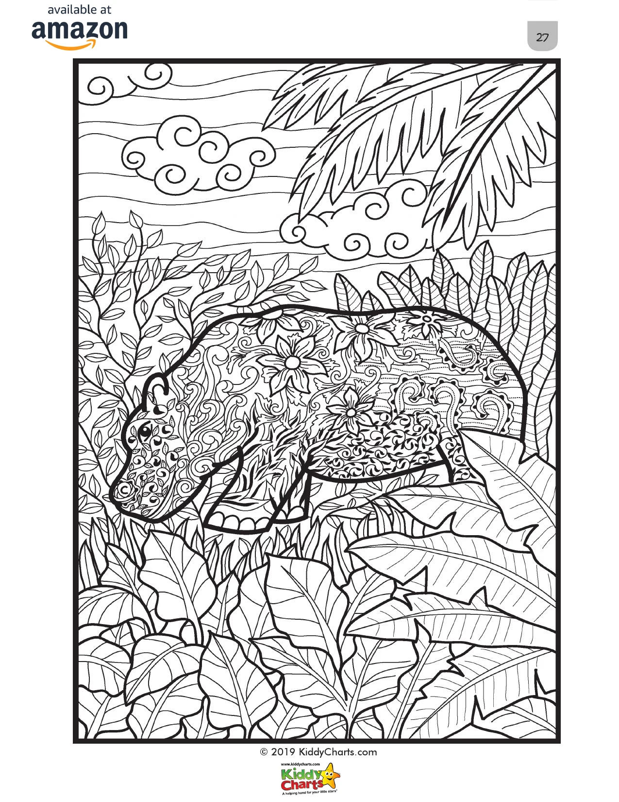 Our Hippo mindful coloring page for adults, part of our mindful coloring book. Get this for free and check out the rest! #coloring #colouring #animals #kids #adultcoloring #kidscoloring #hippos #nature #coloringbook #coloringbooks #freestuff