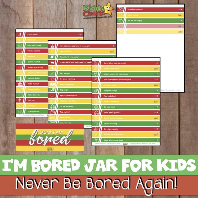 I'm Bored - something we hat to hear. So we have a Im Bored Jar for you to take a look at making so you never have to hear it again! #ImBored #KidsActivities #Printables #FreeStuff #Fun #Kids #Boring #learning