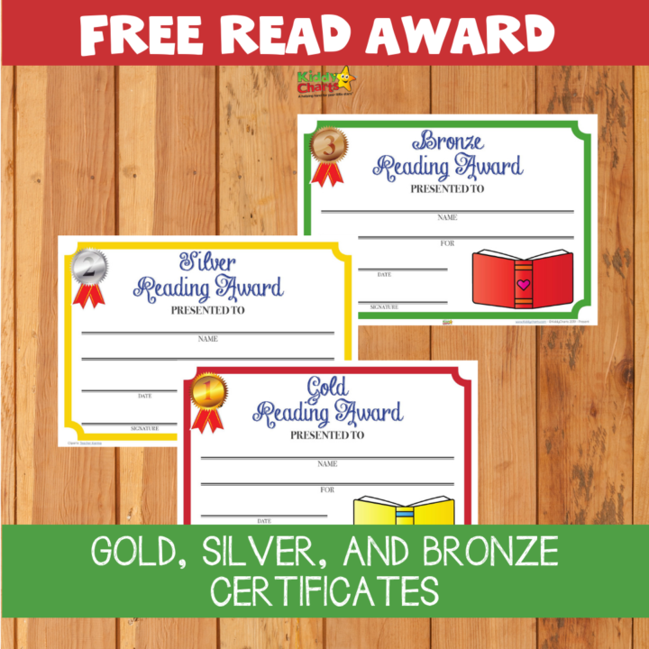 This image is presenting certificates of achievement for reading awards to a person named Kamna, in gold, silver, and bronze levels.
