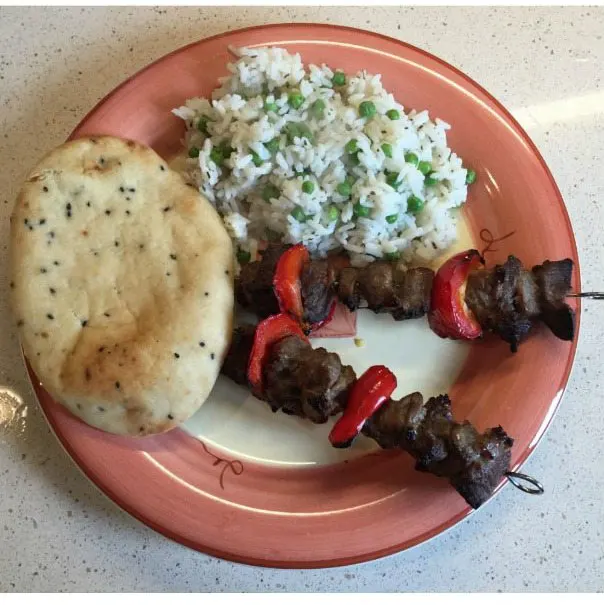 honey glazed kebabs with pea and mint rice recipe 