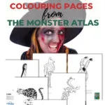 This image is displaying a website that provides coloring pages of monsters from Central and Southern America, such as La Llorona, from the Monster Atlas.