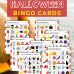 This image is advertising free Halloween Bingo cards, sets, fetes, tokens, and other materials available on the website www.kiddycharts.com.