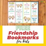 Two friends are celebrating their friendship by exchanging hand-drawn bookmarks with inspirational quotes about friendship.