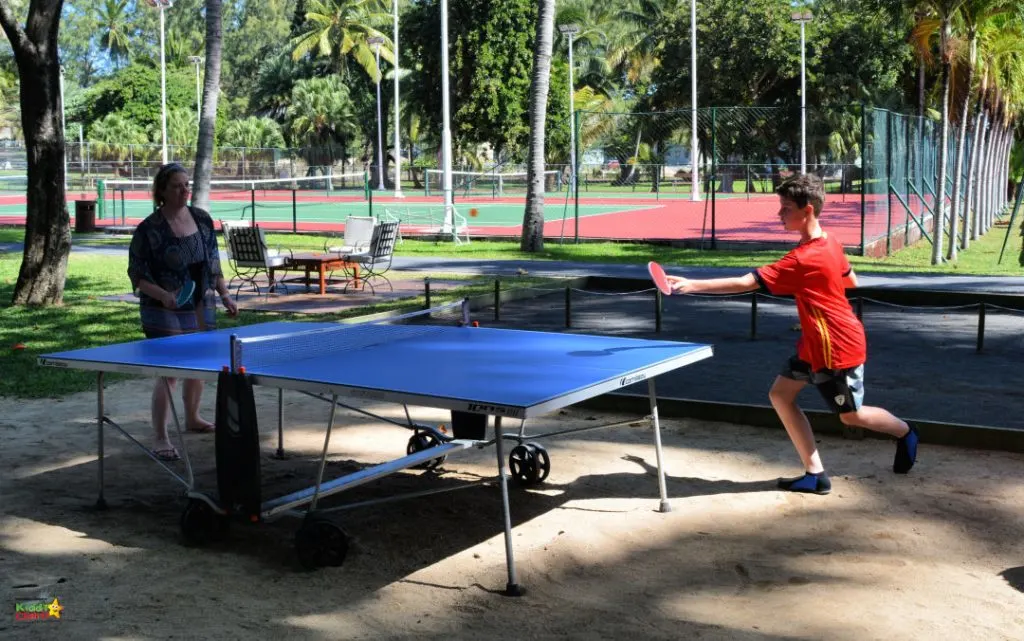 Shandrani resort review: playing table tennis.