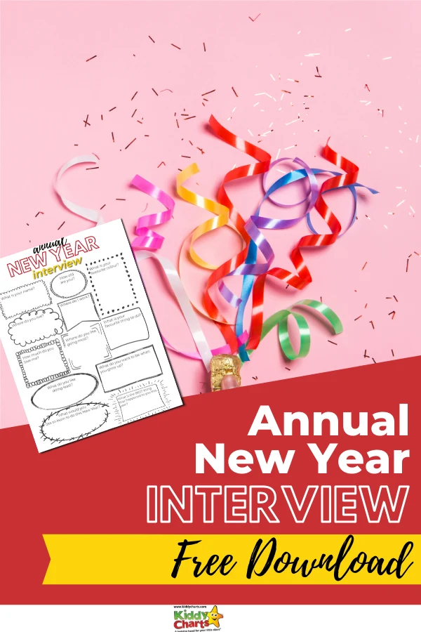 Check out our annual New Year interview - this adorable printable can be used annually to track your kids' thoughts and interests each year!