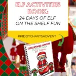 This image is of a Christmas Advent Activity Book with an Elf Theme, created by Kiddy Charts.
