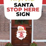 A printable sign featuring Santa Claus is being offered for free, encouraging children to place it near their Christmas tree to indicate where Santa should stop.
