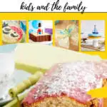 This image is showing a collection of recipes for cakes, desserts, and biscuits that are suitable for kids and the family.