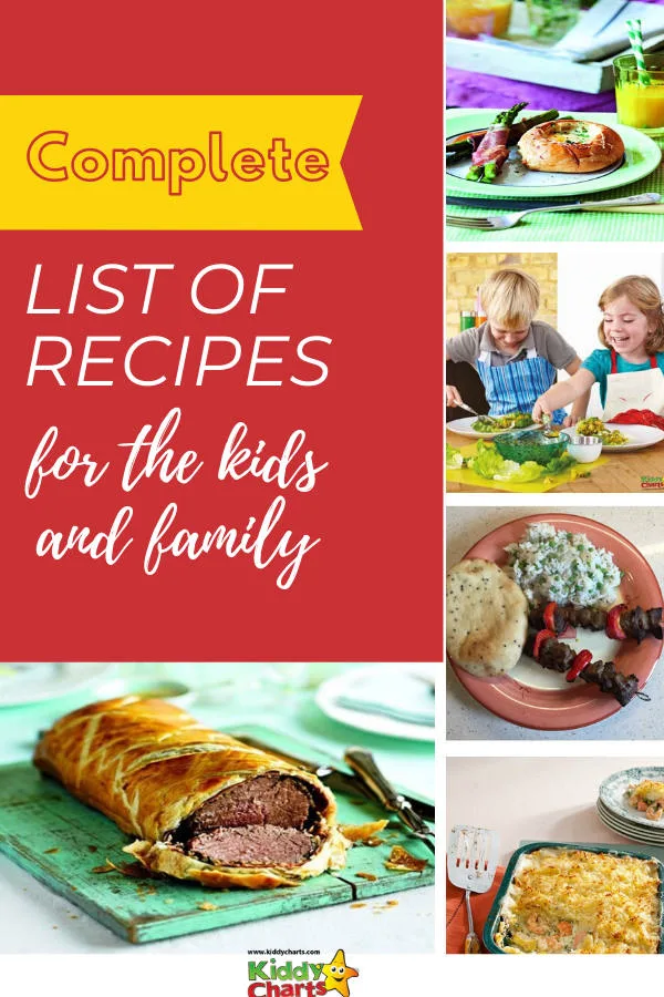 complete list of recipes for the kids and family 