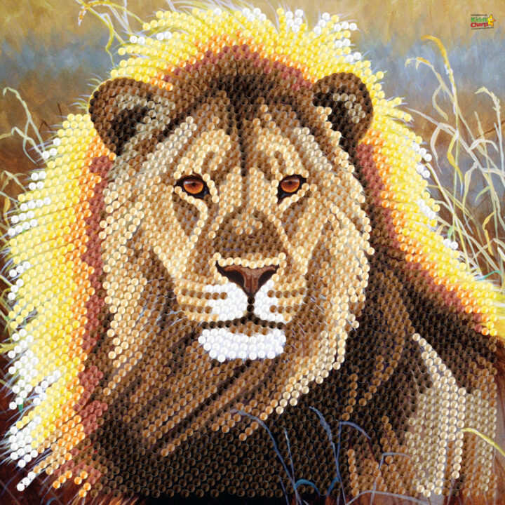A lion in a painting, showcasing the beauty of big cats in art.