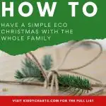 In this image, a family is being shown how to have an eco-friendly Christmas by visiting KiddyCharts.com for a full list of ideas.