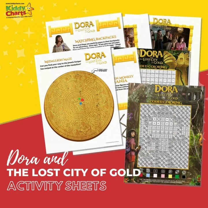 Dora and Diego are packing yoyos in their backpacks for an adventure while trying to find their way to the jewels at the center of the medallion in the Lost City of Gold.